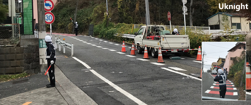 国立市にて交通誘導警備業務を実施致しました。