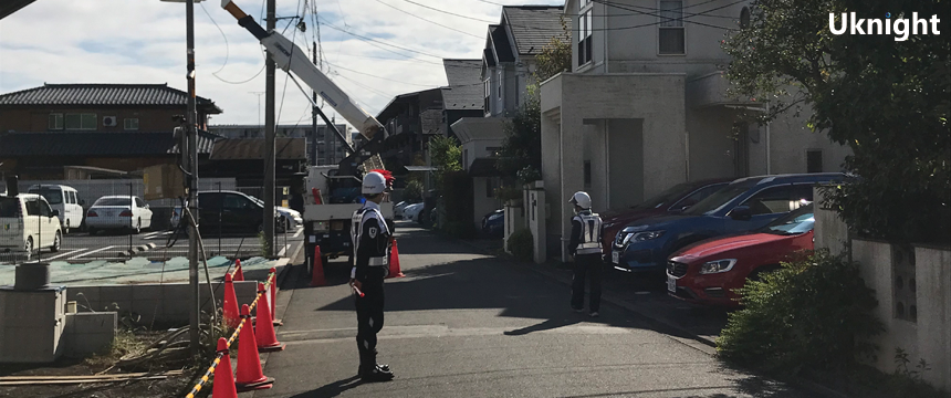 小平市内にて交通誘導警備業務を実施致しました。