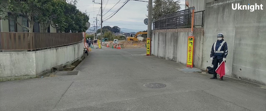 須惠町内にて交通誘導警備業務を実施致しました。