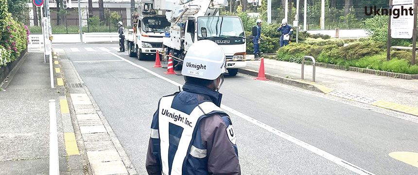 清瀬市内にて交通誘導警備業務を実施致しました。